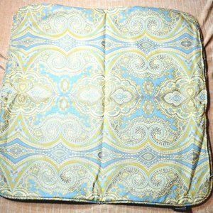Elegant Blue and Gold Patterned Cushion